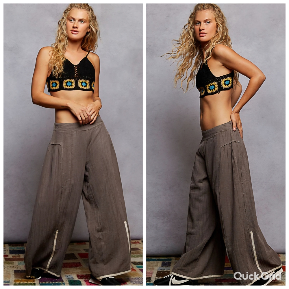 POL Charcoal Wide-Leg Women's Pants